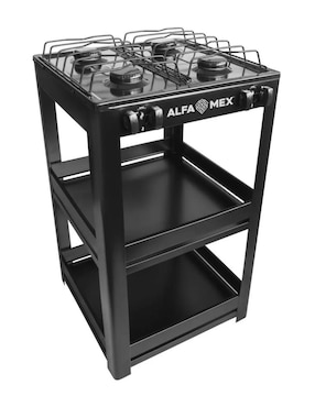 Parrilla de gas Alfamex 411-4-negro de acero porcelanizado