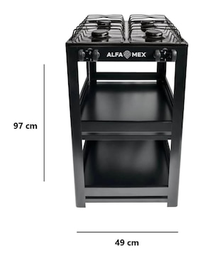 Parrilla de gas Alfamex 411-4-negro de acero porcelanizado
