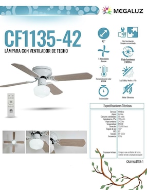 Ventilador de techo Megaluz con control remoto 6 velocidades