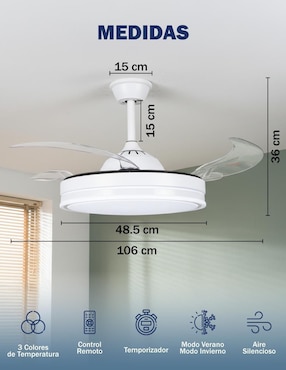 Ventilador de techo Skycare con control remoto 6 velocidades
