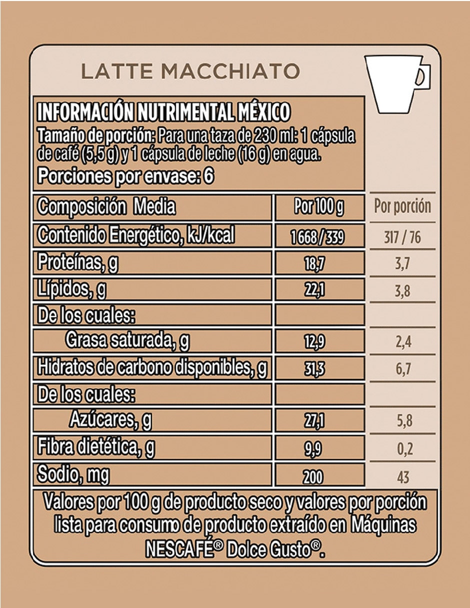 Set de 12 cápsulas café con leche Dolce Gusto 6