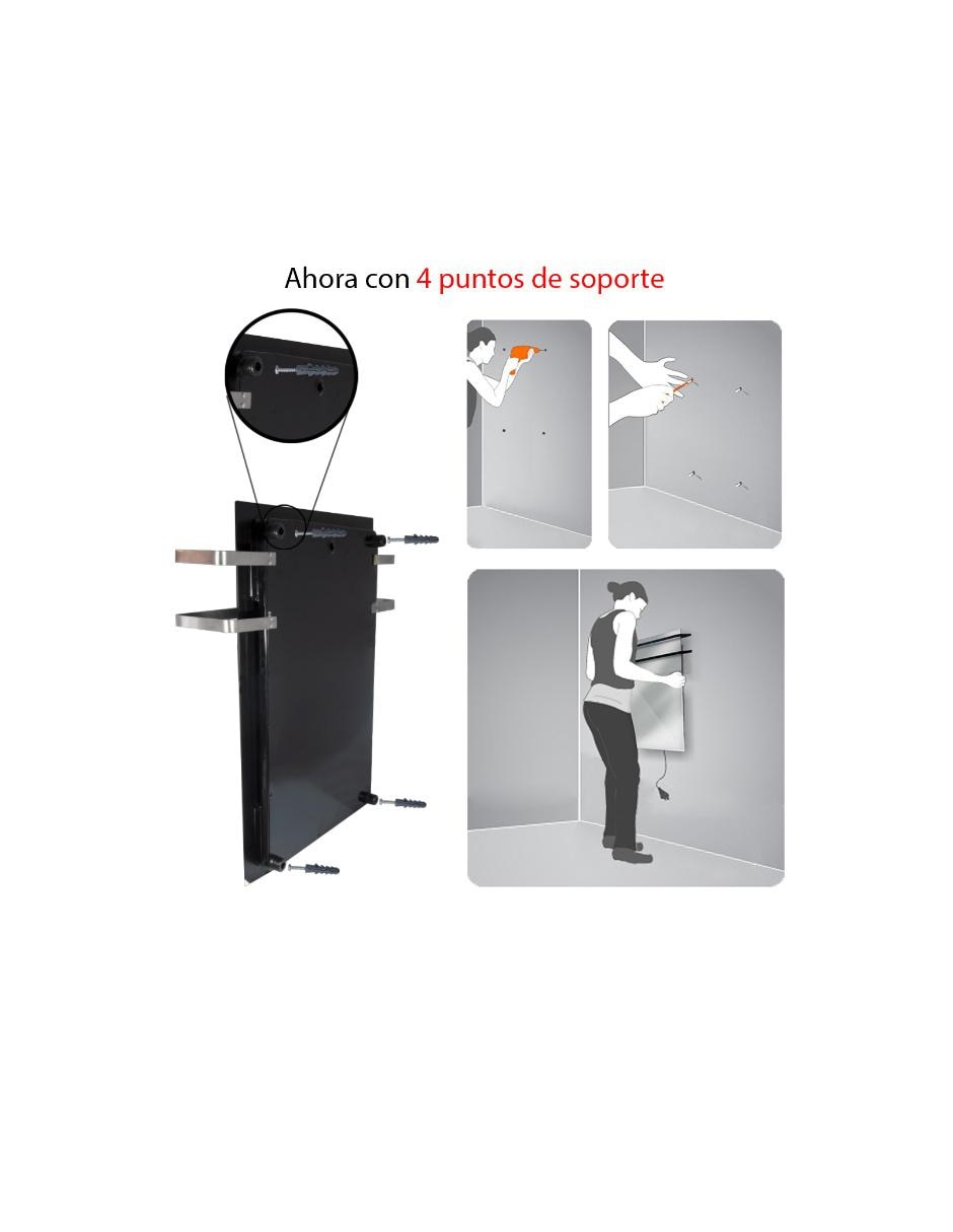 Toallero térmico infrarrojo en cristal 2 Colgante 280 W negro 2