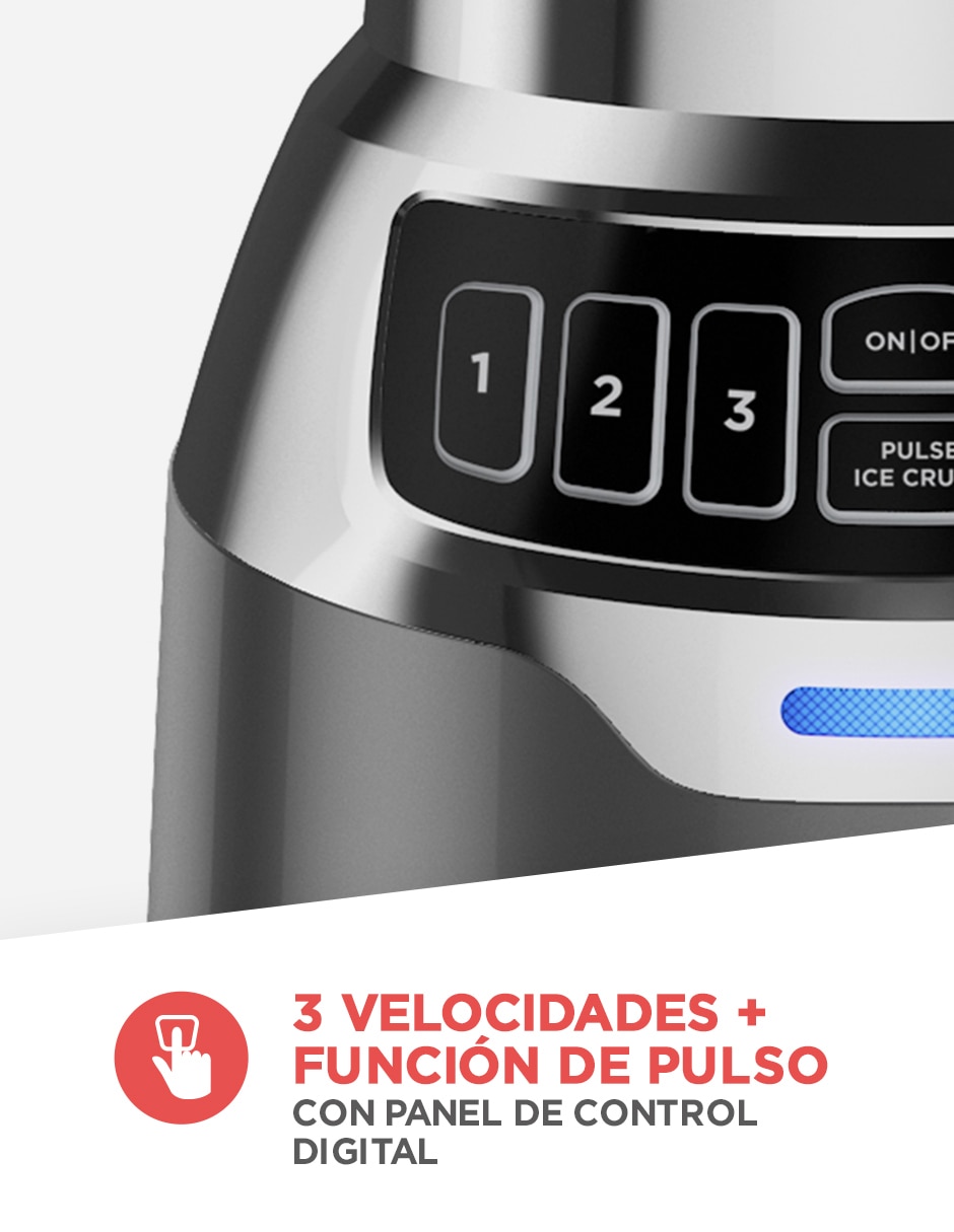 Licuadora digital Black + Decker | 3 velocidades, jarra de vidrio y vaso |  BL1300DG-PLA - 981737