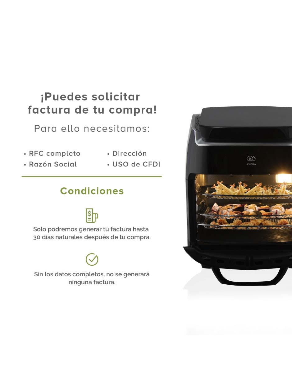 Horno Y Freidora De Aire Avera Fehc01 10 Litros Multifunción Color Negro