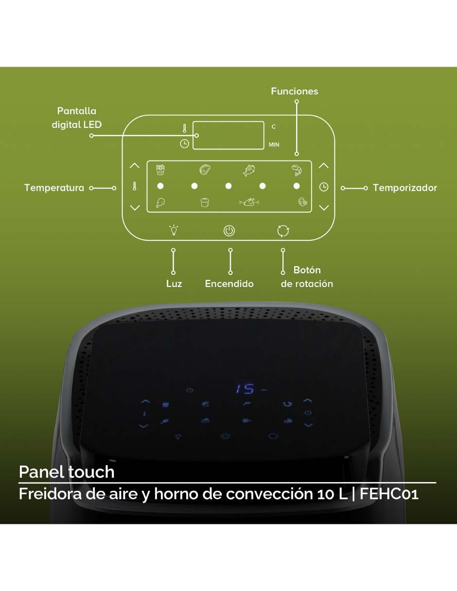 Freidora de aire 10 L Fehc01 9