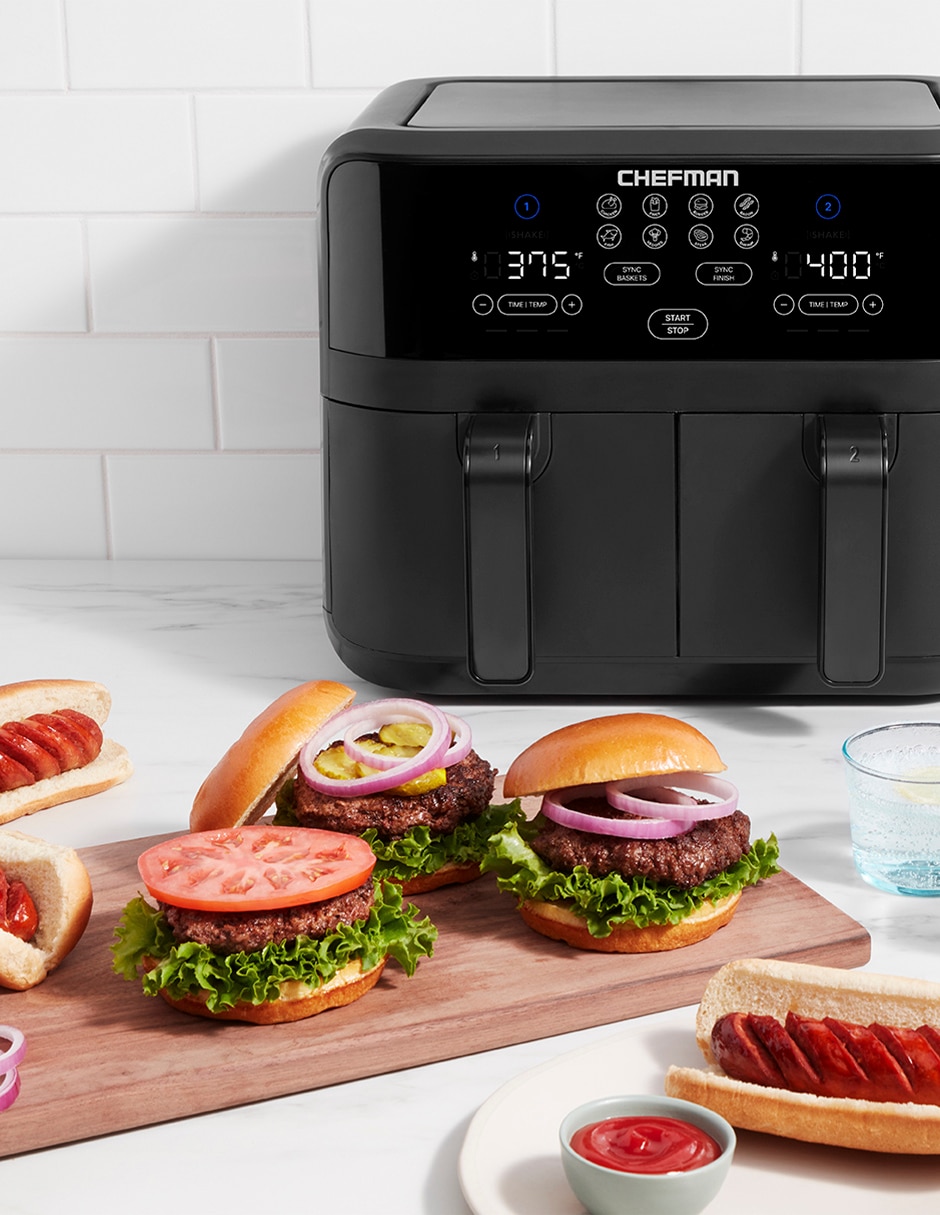 Chefman TurboFry Touch - Freidora de aire doble, maximiza las comidas más  saludables con doble capacidad de cesta, controles digitales de un solo