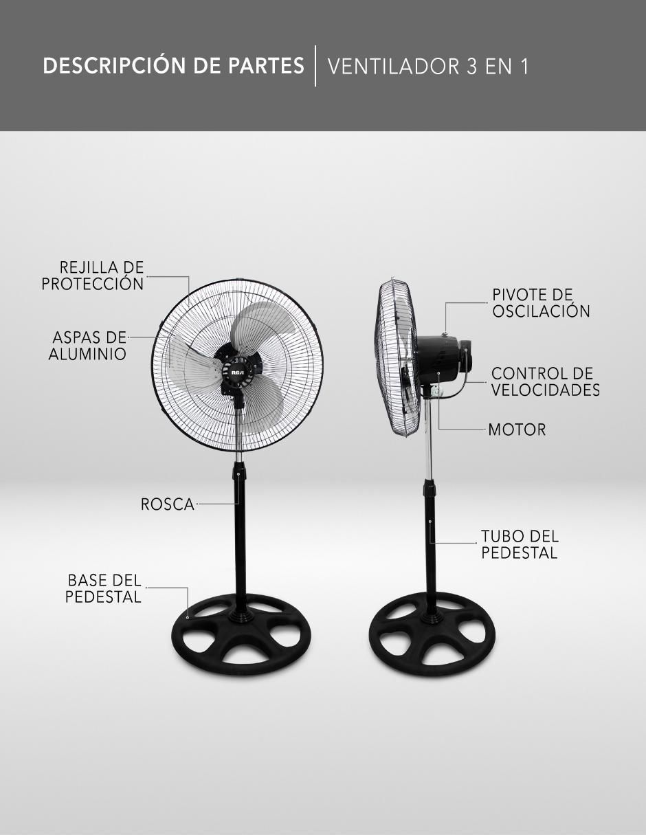 Ventilador 3 en 1 3 velocidades 4