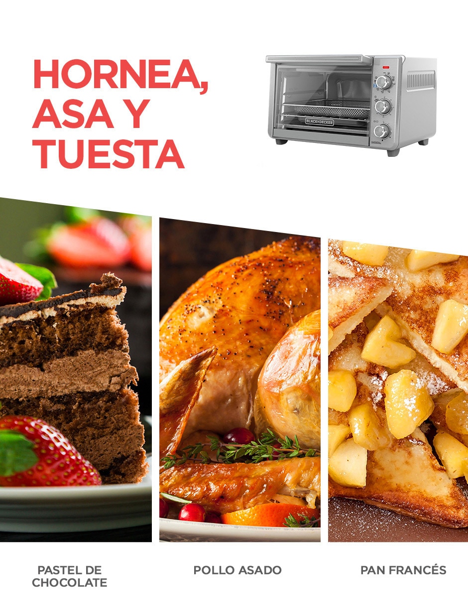 ▷ Black & Decker Horno Tostador con Freidora Aire 21.8 Litros, TO3217SS- ©