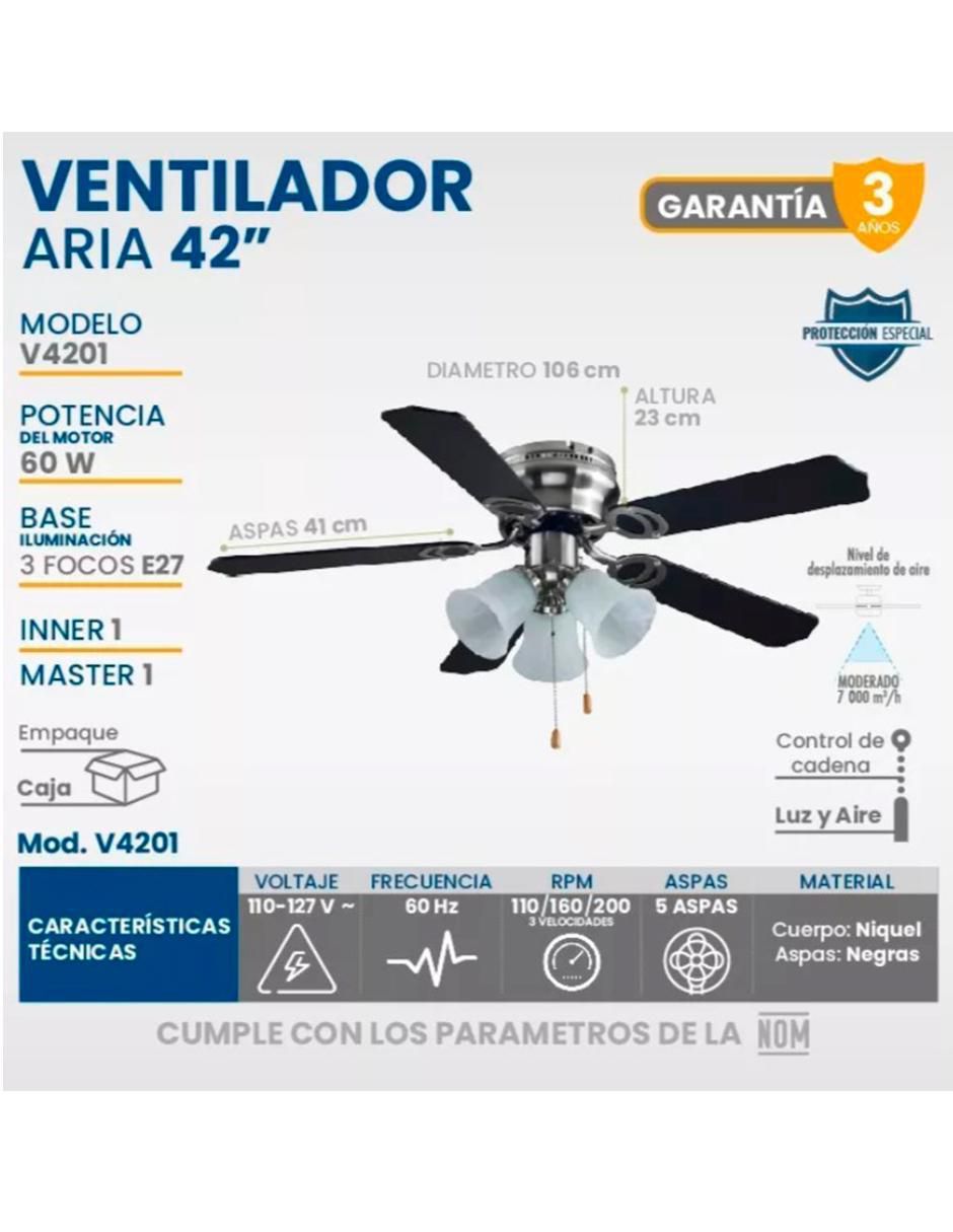 Ventilador de techo 3 velocidades 4