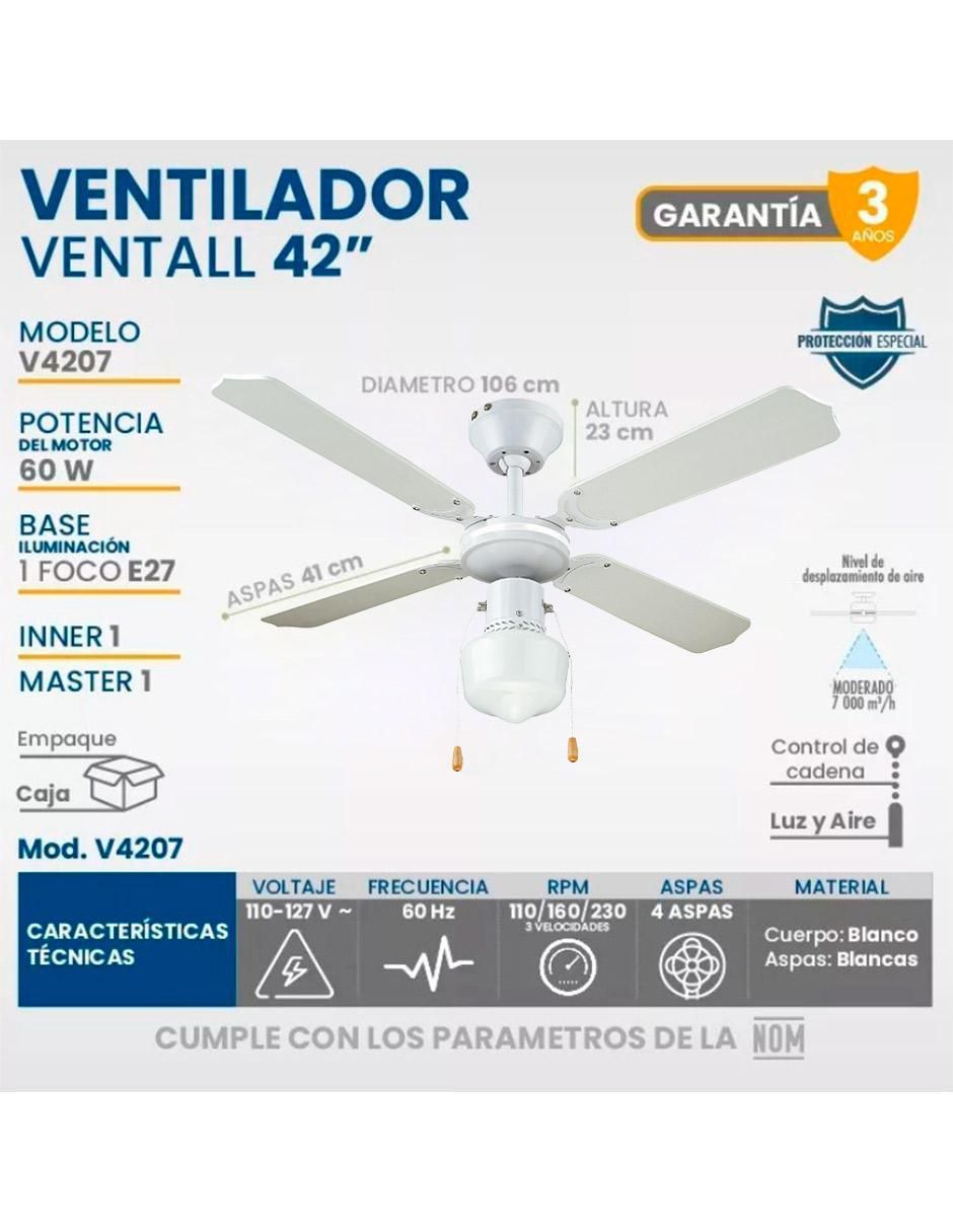 Ventilador de techo 3 velocidades 4