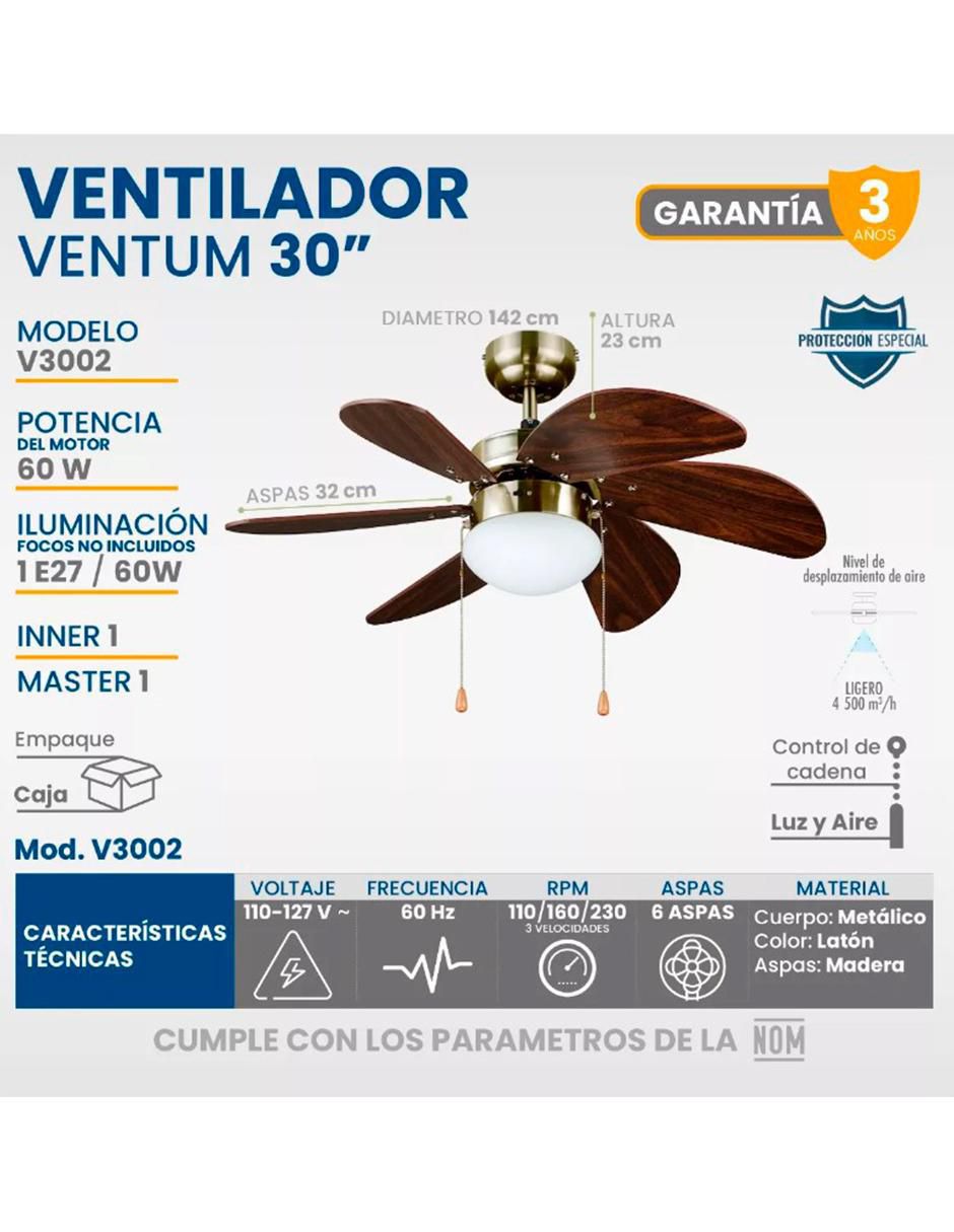 Ventilador de techo velocidades 3