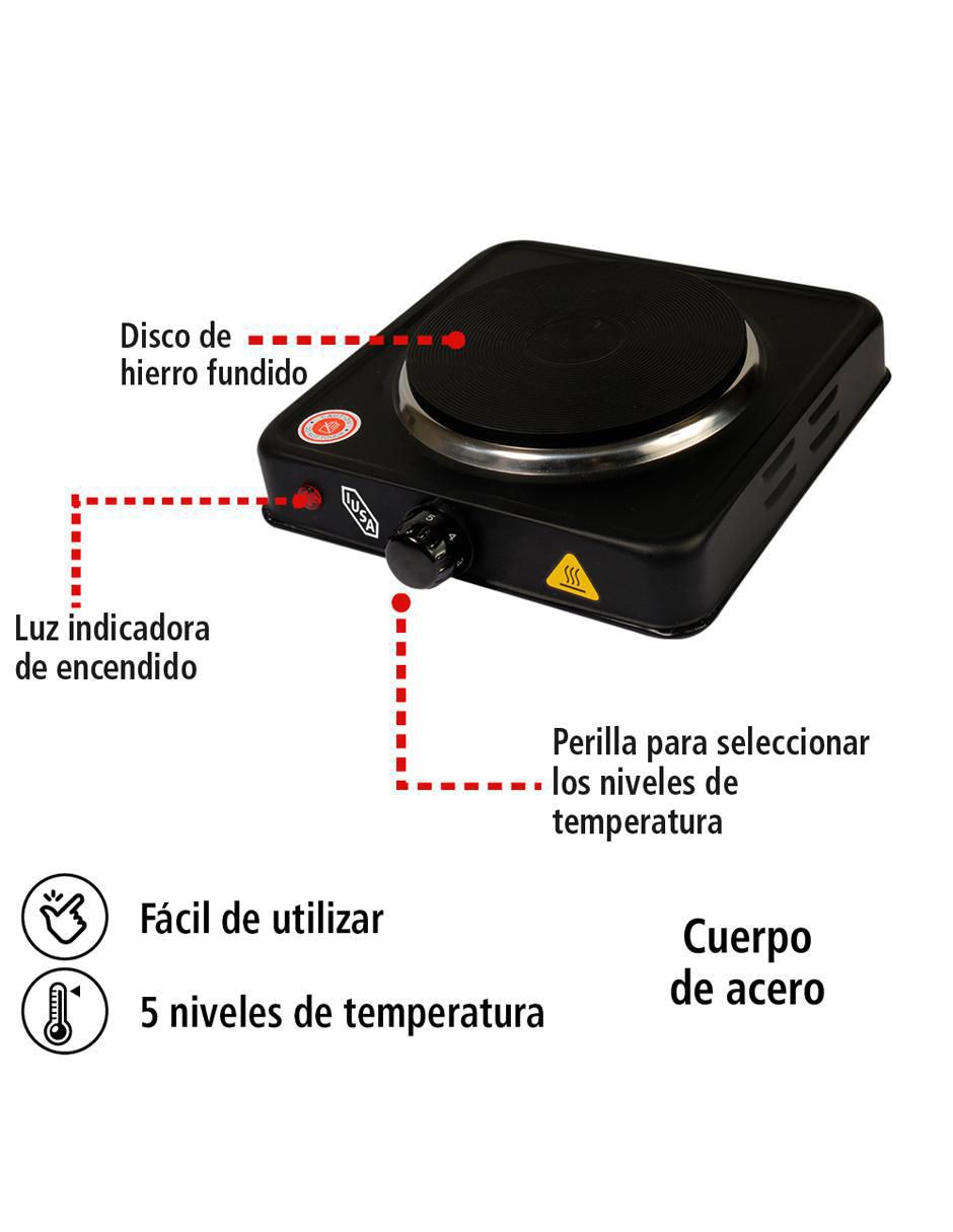 Parrilla Eléctrica IUSA, 1 Quemador de Espiral, 1000 W., Color Negro -  Tienda IUSA