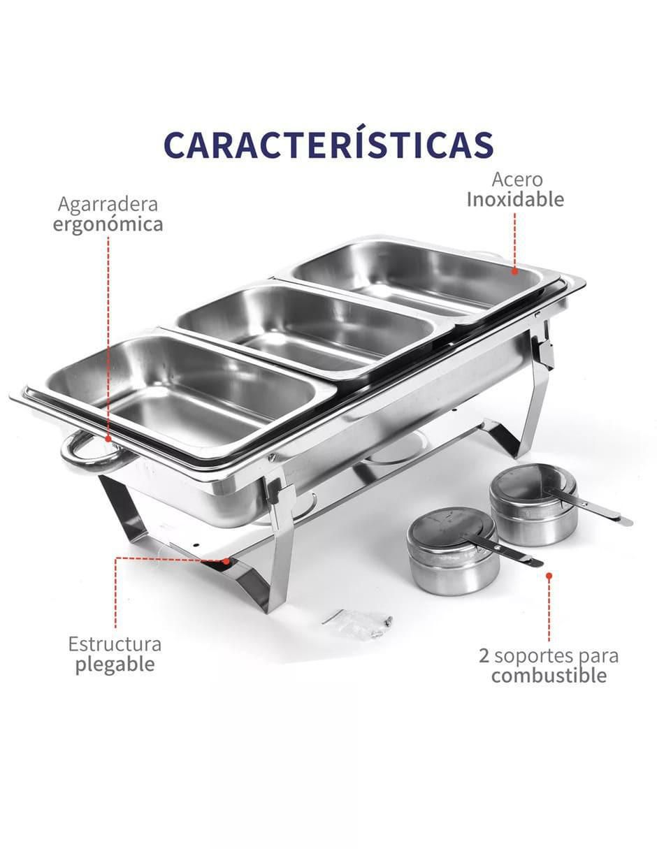 Chafer bufetera de acero inoxidable 3 compartimentos 2
