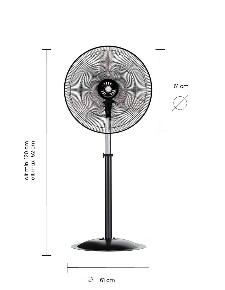 Ventilador de pedestal con control remoto 3 velocidades 5