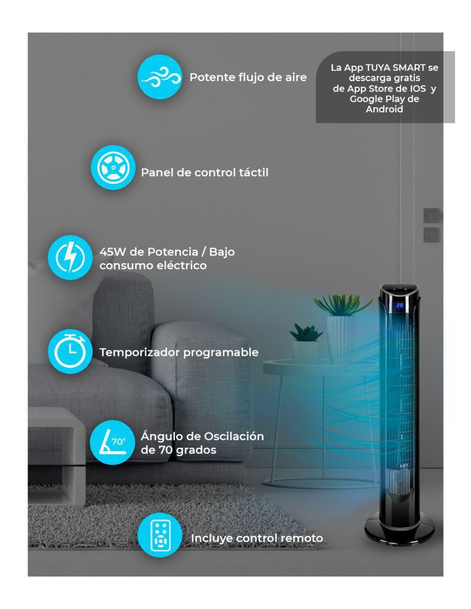 Ventilador de torre con control remoto 3 velocidades 4