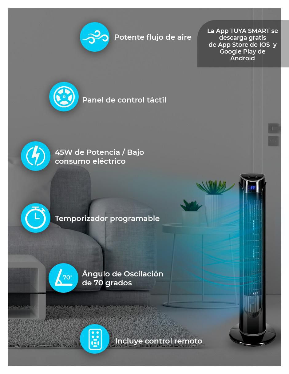 Ventilador de torre con control remoto 3 velocidades 5