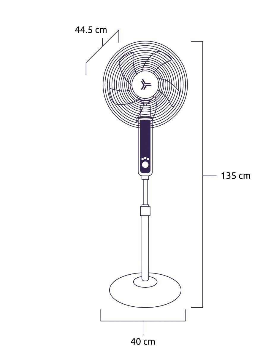 Ventilador de pedestal con control remoto 3 velocidades 4