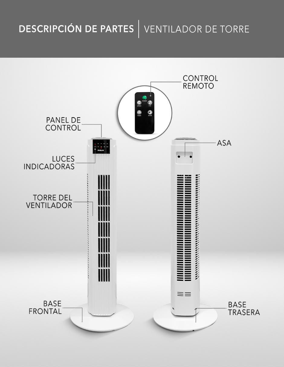 Ventilador de torre con control remoto 3 velocidades 4