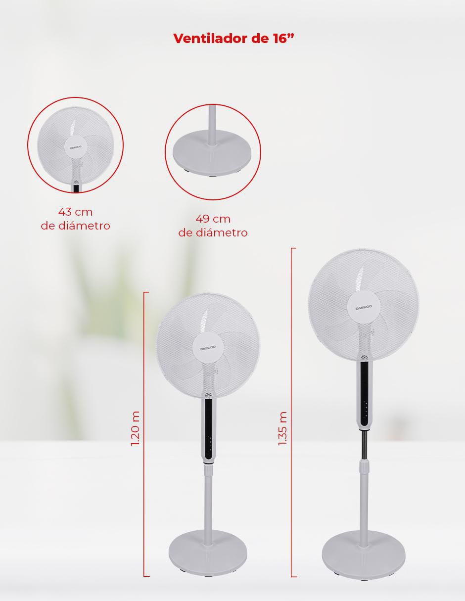 Ventilador de pedestal con control remoto 3 velocidades 7