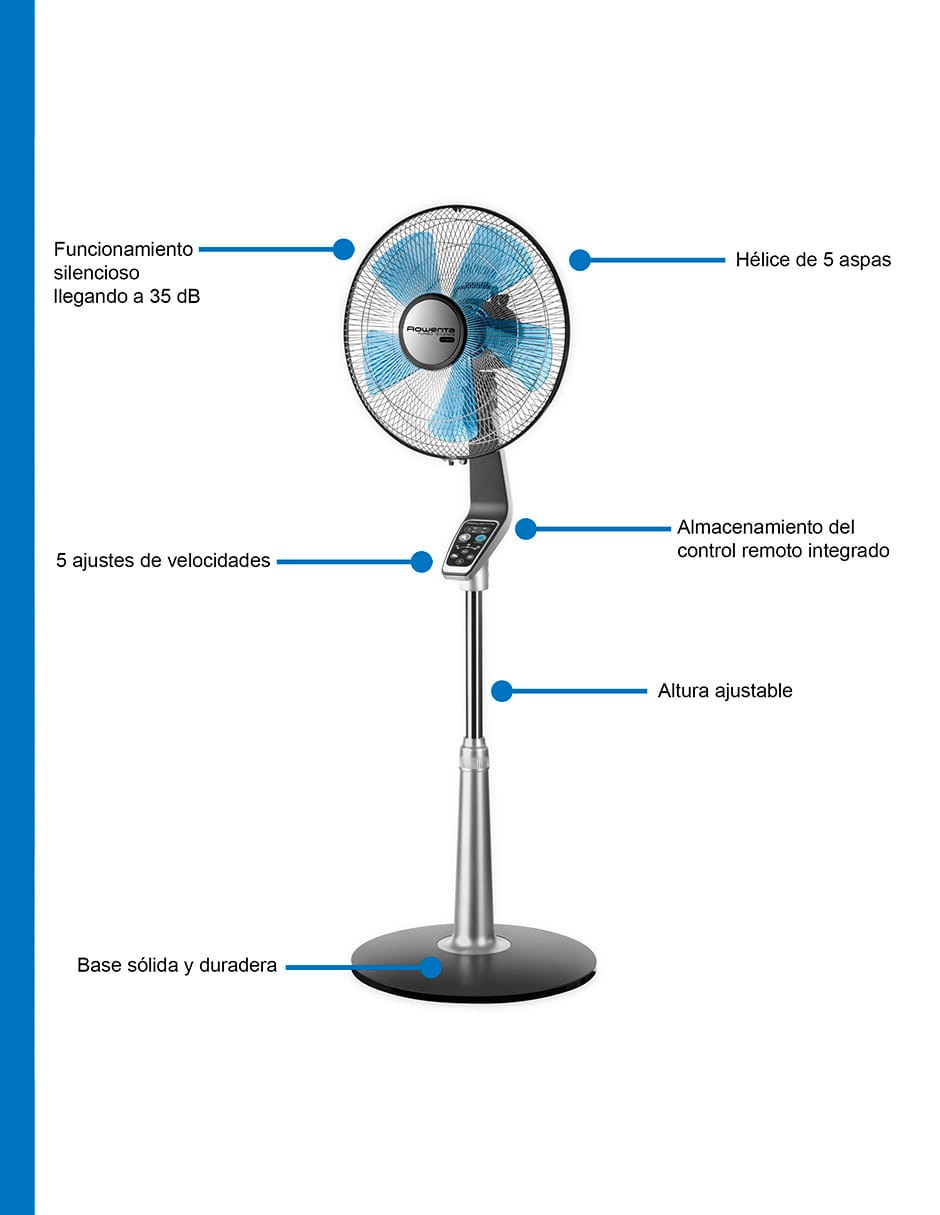 Ventilador de pedestal con control remoto 5 velocidades 7