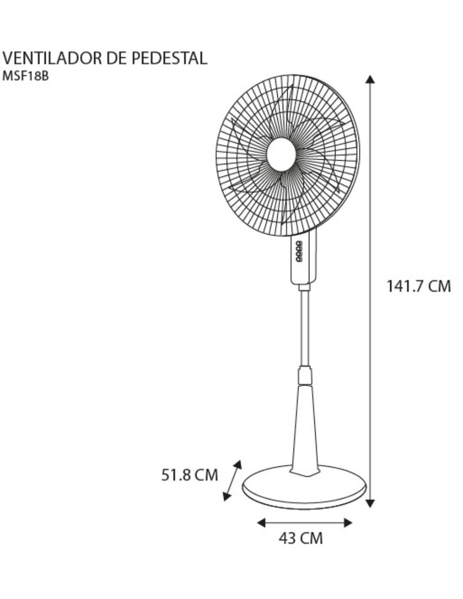 Ventilador de pedestal con control remoto 4 velocidades 6