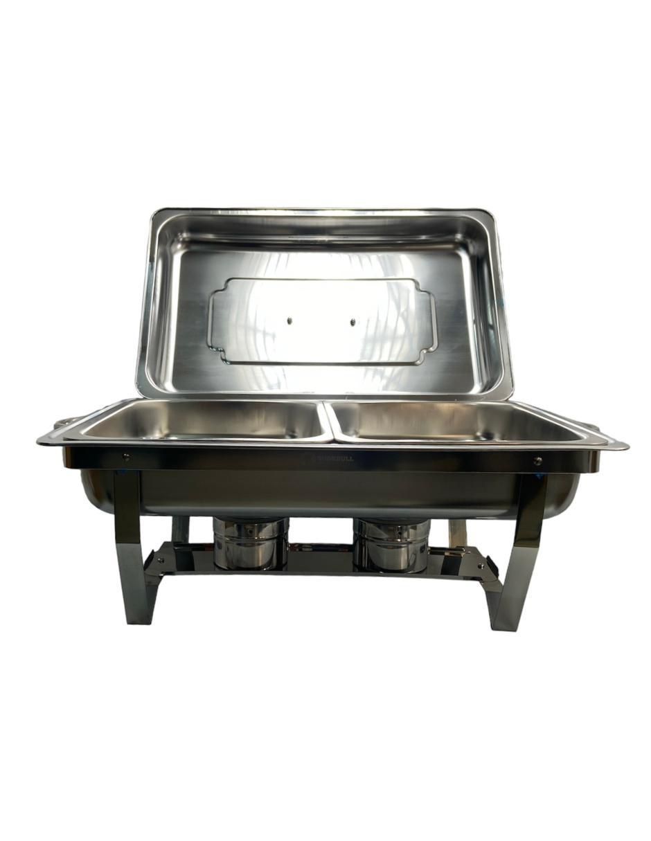Chafer bufetera de acero inoxidable recangular 1/2 2 compartimentos 2