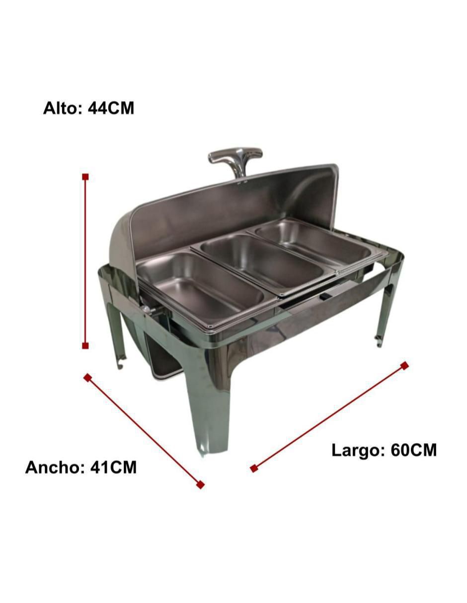 Chafer bufetera de acero inoxidable Hotelera 1/3 3 compartimento/compartimentos 3