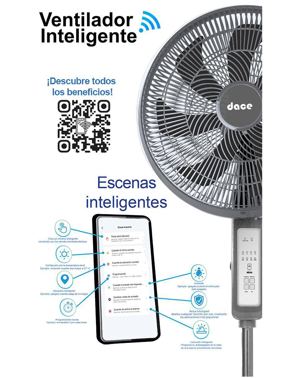Ventilador de pedestal Dace con control remoto 3 velocidades 8