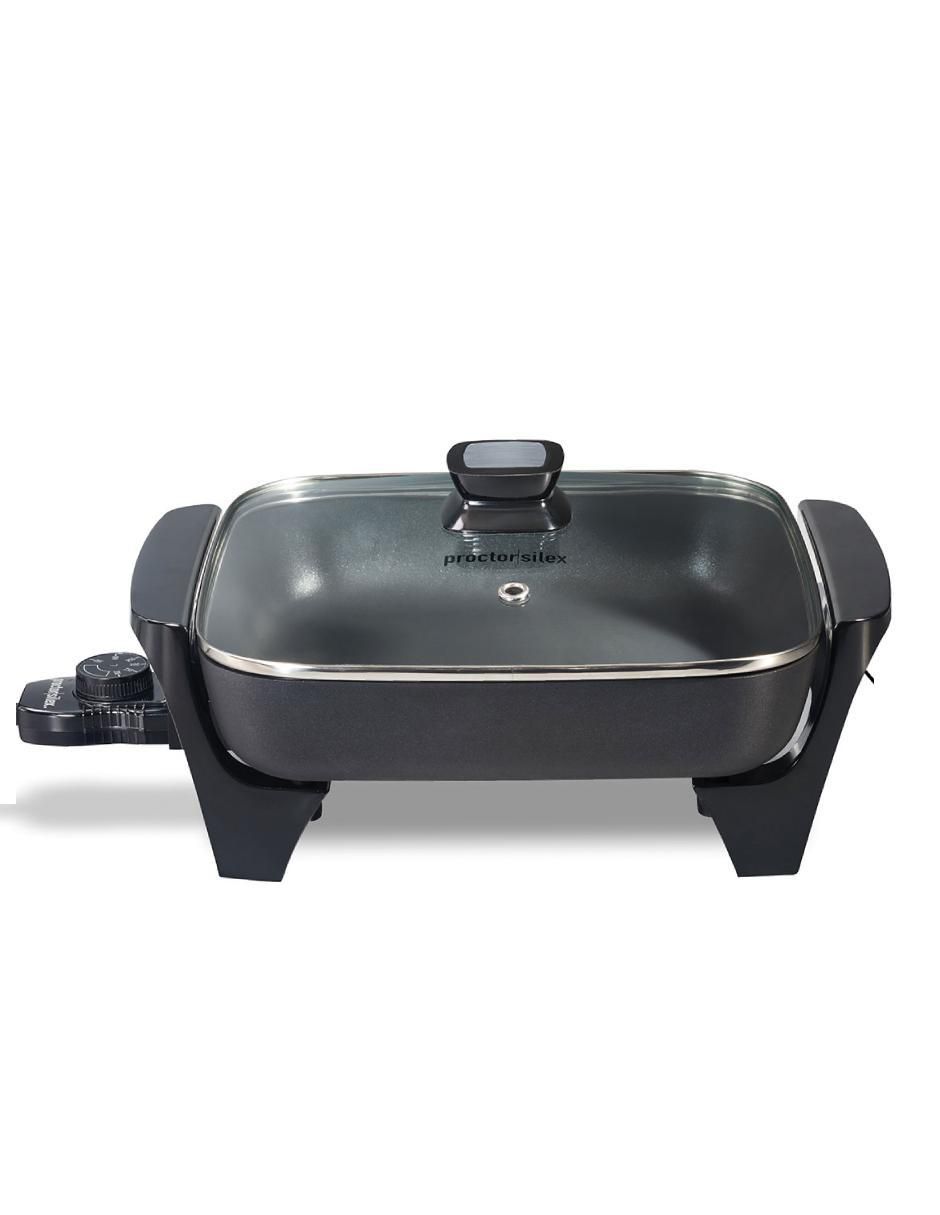 Sartén eléctrico con tapa de acero inoxidable