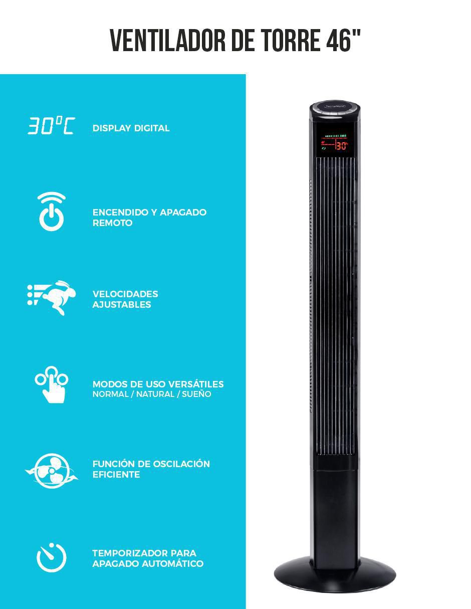Ventilador de torre con control remoto 3 velocidades 6