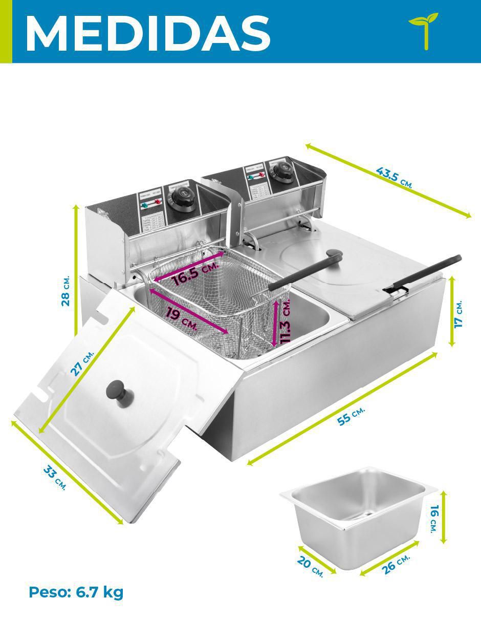 Freidora de aceite con compartimento doble 12 L Do-Fryer 6