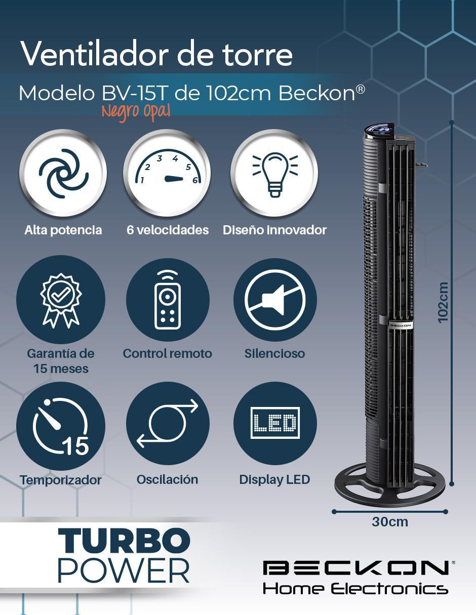 Ventilador de torre con control remoto 6 velocidades 8