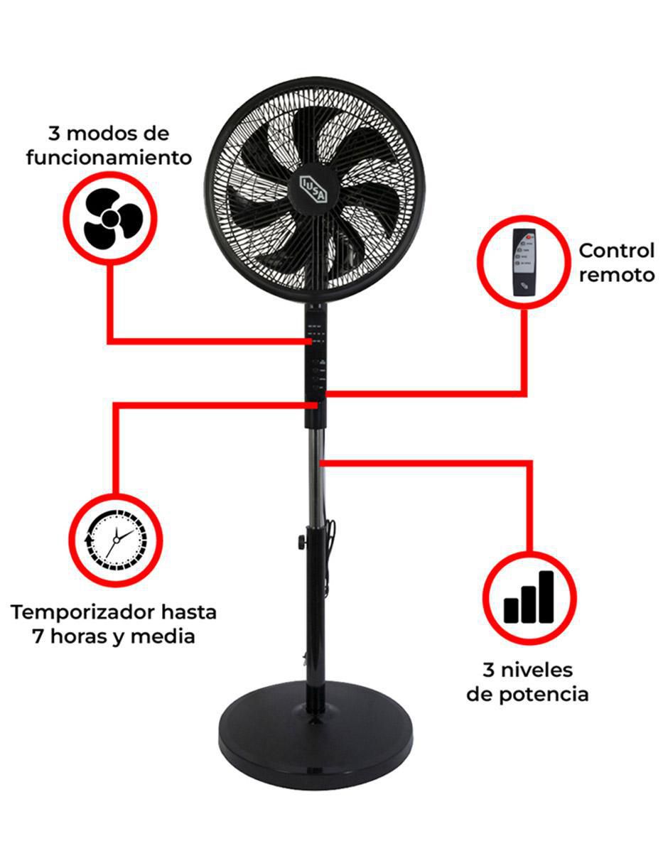 Ventilador de pedestal con control remoto 3 velocidades 4