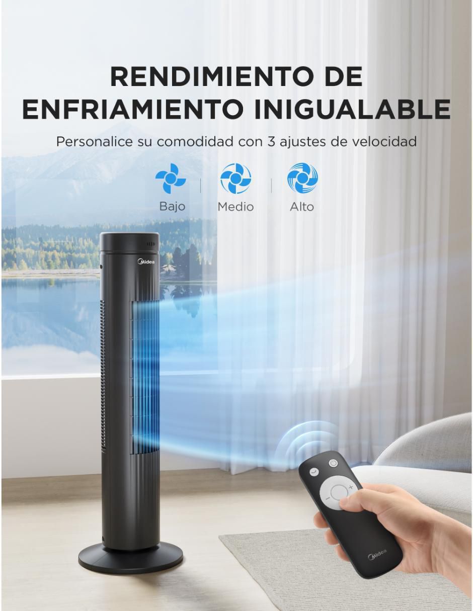 Ventilador de torre con control remoto 3 velocidades 9