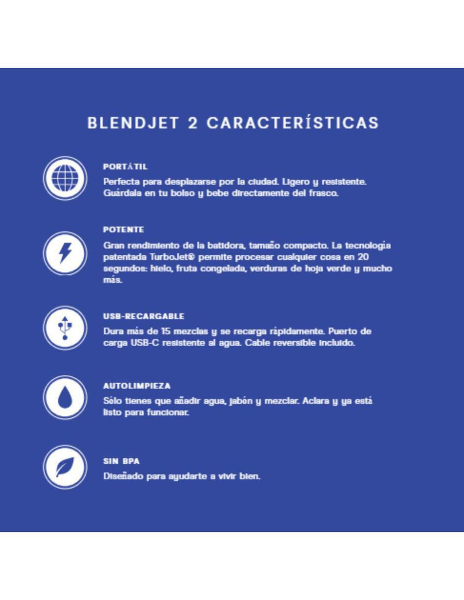 Licuadora BLENDJET2BLK 1 velocidad 6