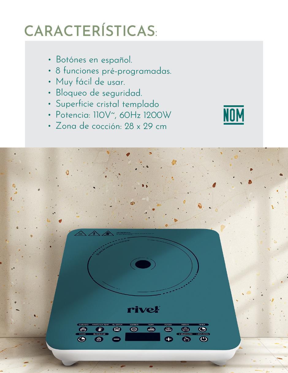 Parrilla de inducción rivel 19ind-tvt "de" cristal templado