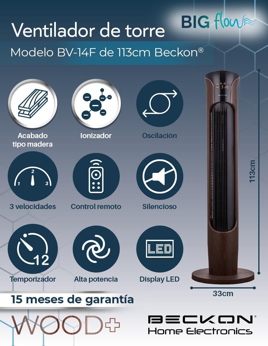 Ventilador de torre con control remoto 3 velocidades 9