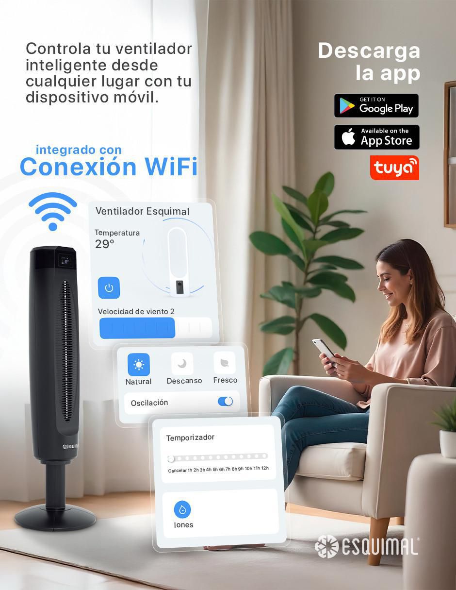 Ventilador de torre con control remoto 3 velocidades 2