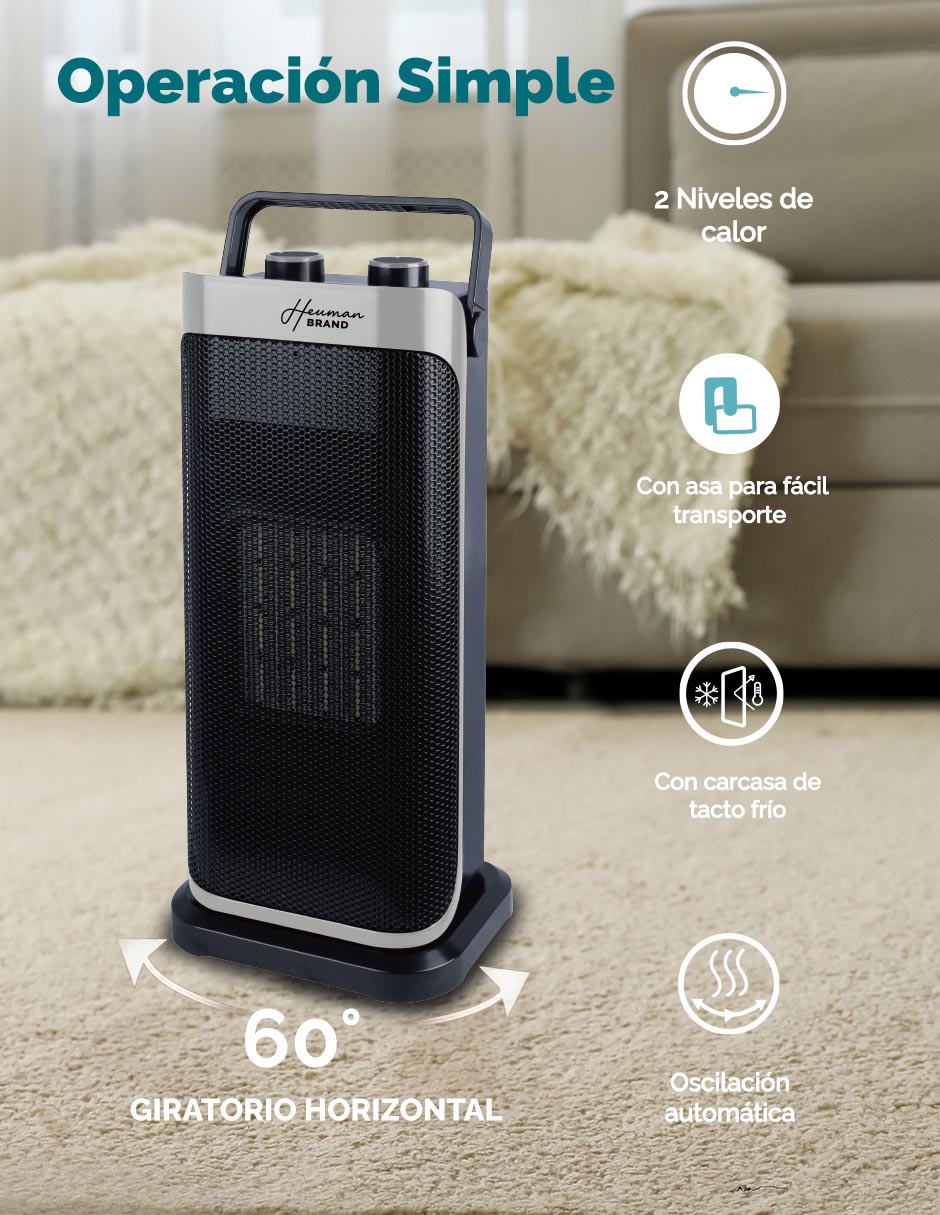 Calefactor torre cerámico portátil eléctrico de 120 V 7