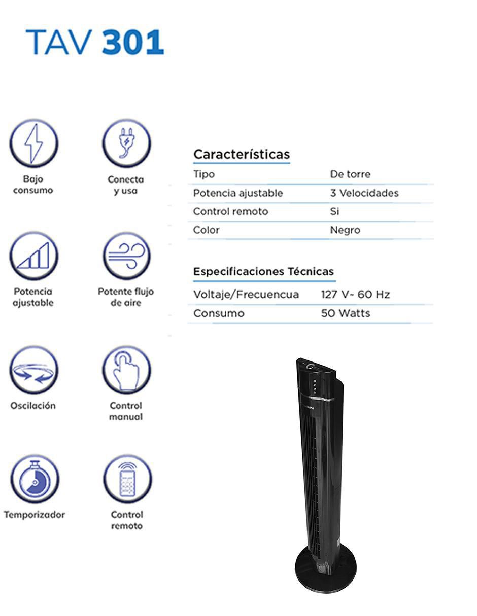 Ventilador de torre con control remoto 3 velocidades 3
