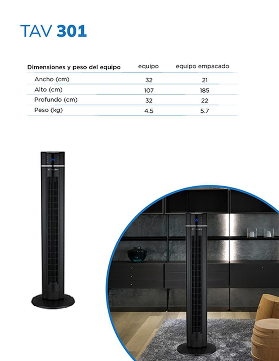 Ventilador de torre con control remoto 3 velocidades 4