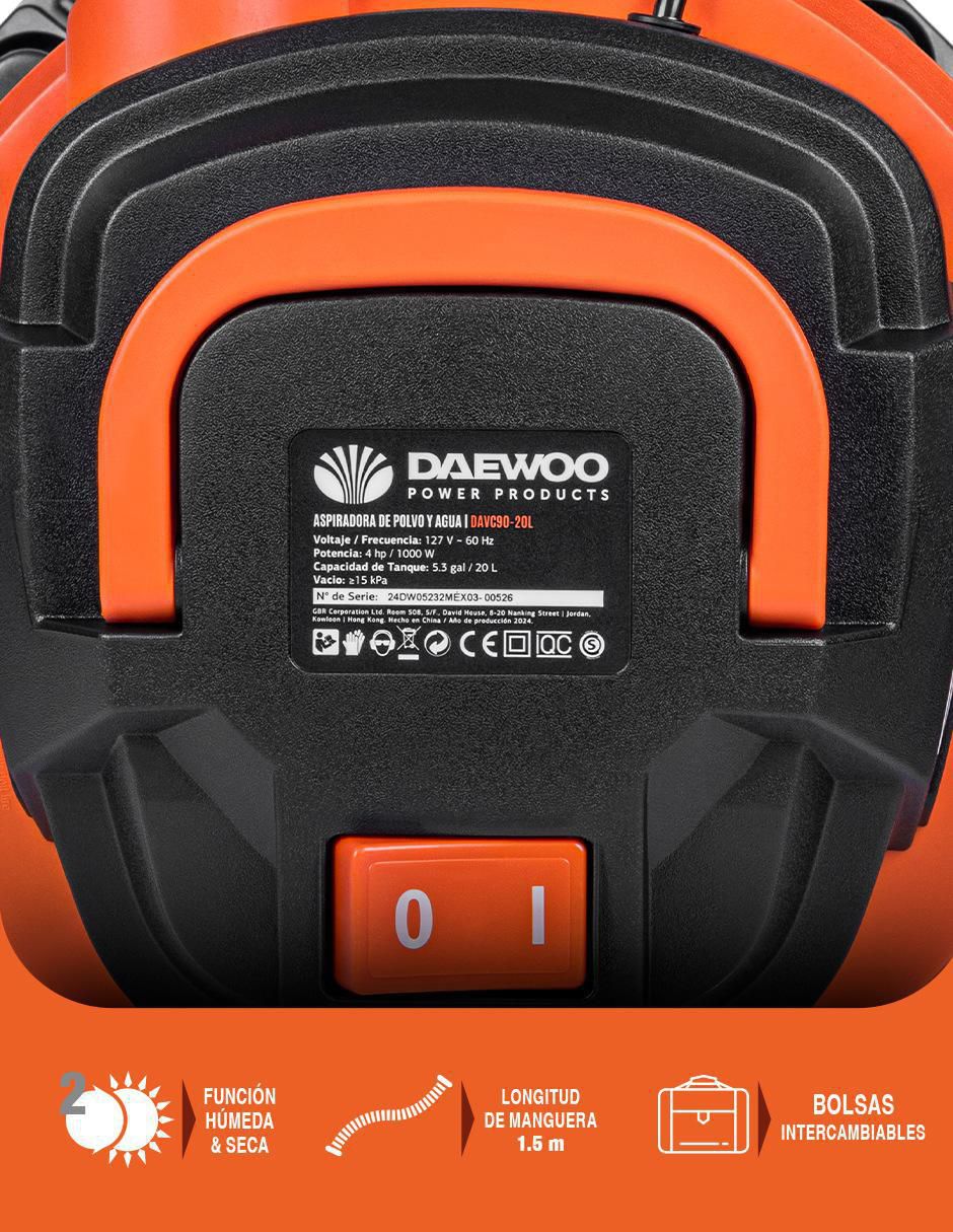 Aspiradora wet & dry davc90-20l 20 litros 6