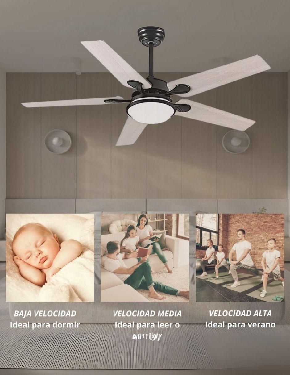 Ventilador de techo con control remoto 6 velocidades 2