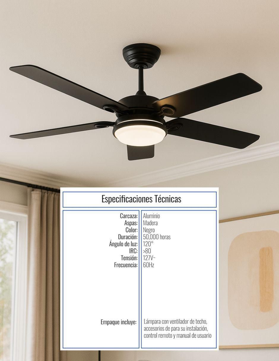 Ventilador de techo con control remoto 6 velocidades 2