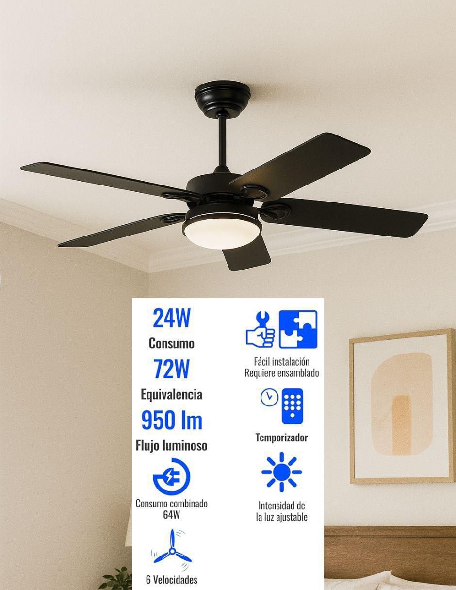Ventilador de techo con control remoto 6 velocidades 3