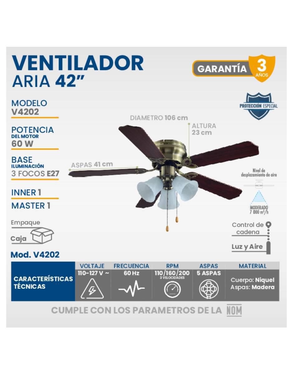 Set ventilador de techo 3 velocidades 10