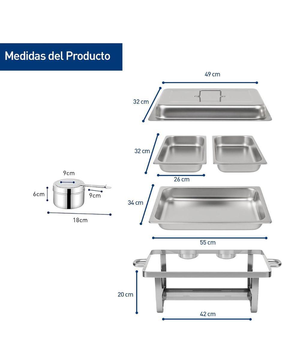 Chafer bufetera de acero inoxidable 2 compartimentos 5