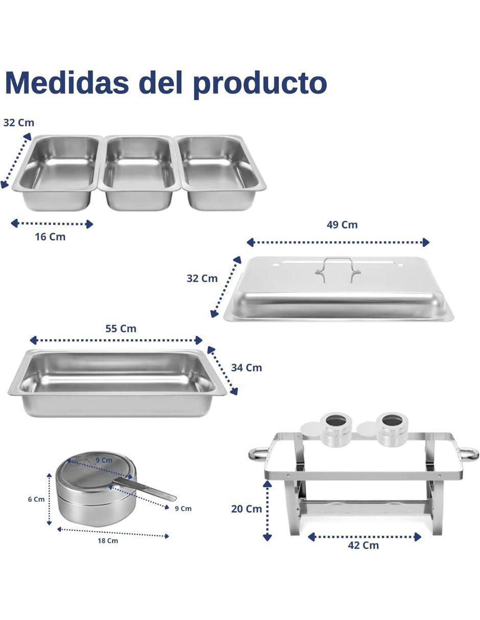 Chafer bufetera de acero inoxidable 3 compartimentos 5