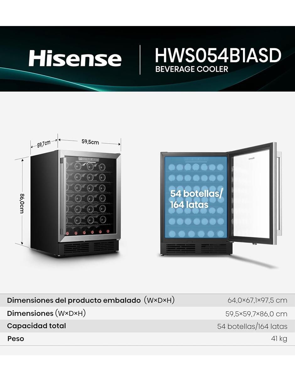 Enfriador de vinos HWS054B1ASD capacidad de 50 a 59 botellas 9