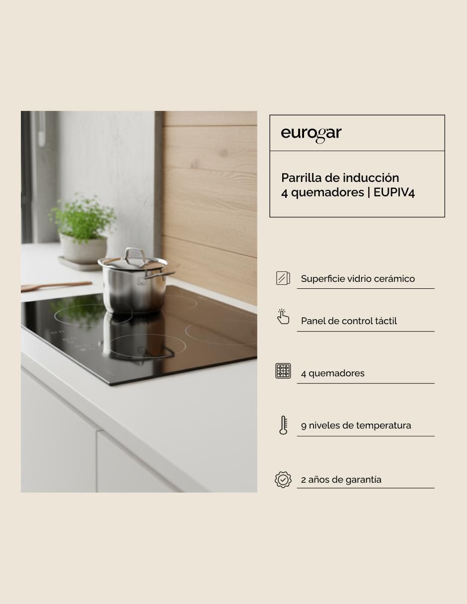 Parrilla de inducción EUPIV4 de vidrio templado 2